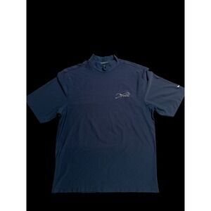 NIKE GOLF Men's Medium Navy Blue Turtle Neck Shirt With  The Frog Logo